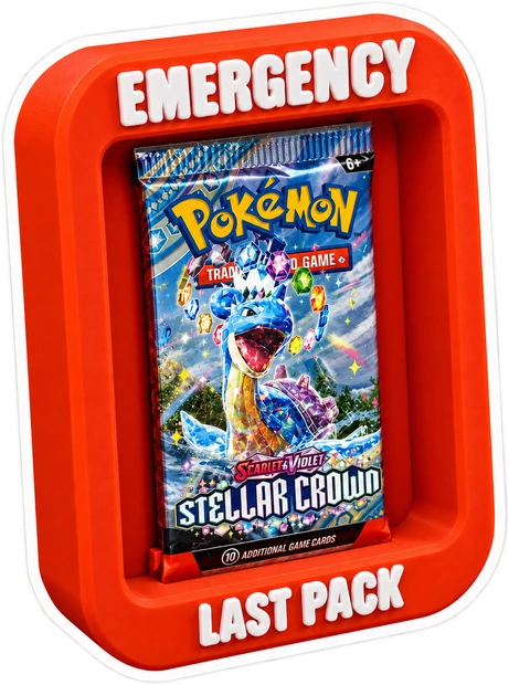 3D printed red display holder for a Pokémon booster pack